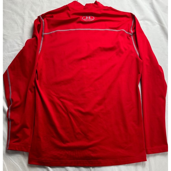 Under Armour ColdGear Mens Large Red Mock Neck Fitted Base Layer Shirt L - Picture 12 of 12